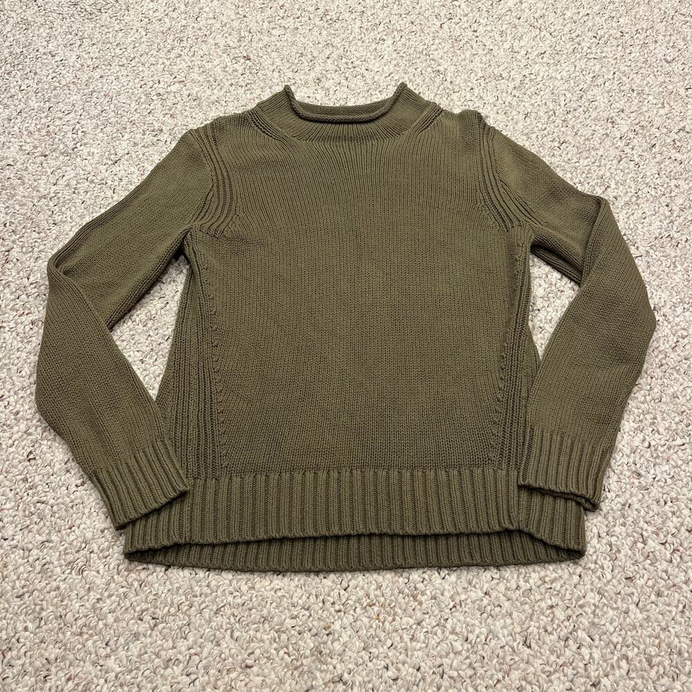 J Crew 1988 Rollneck Sweater Cotton L Oarsman Preppy Green Classic Casual
